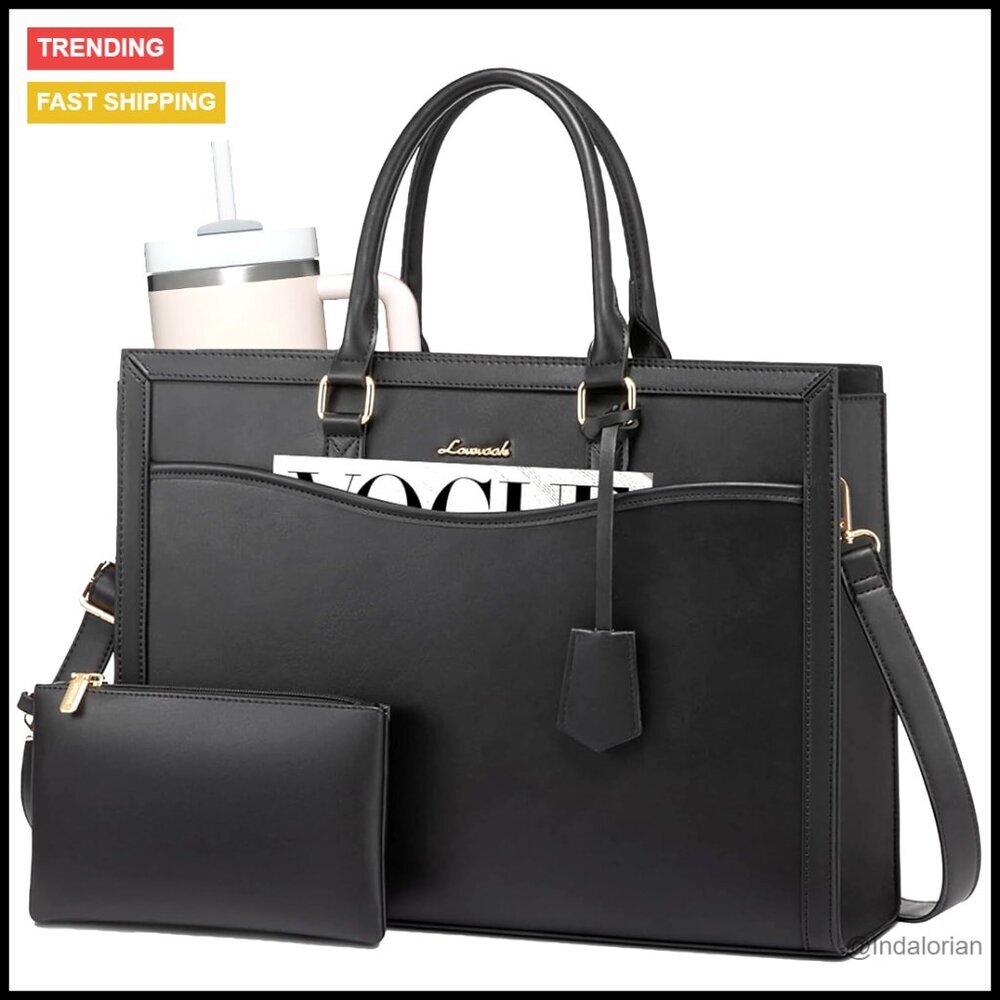 Large Capacity Laptop Tote Bag Elegant Professional Work Briefcase Adjustable